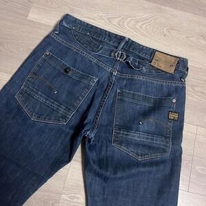 G-Star RAW Denim 3301 Lumber Dark Wash Buckle Back Straight Fit Jeans
